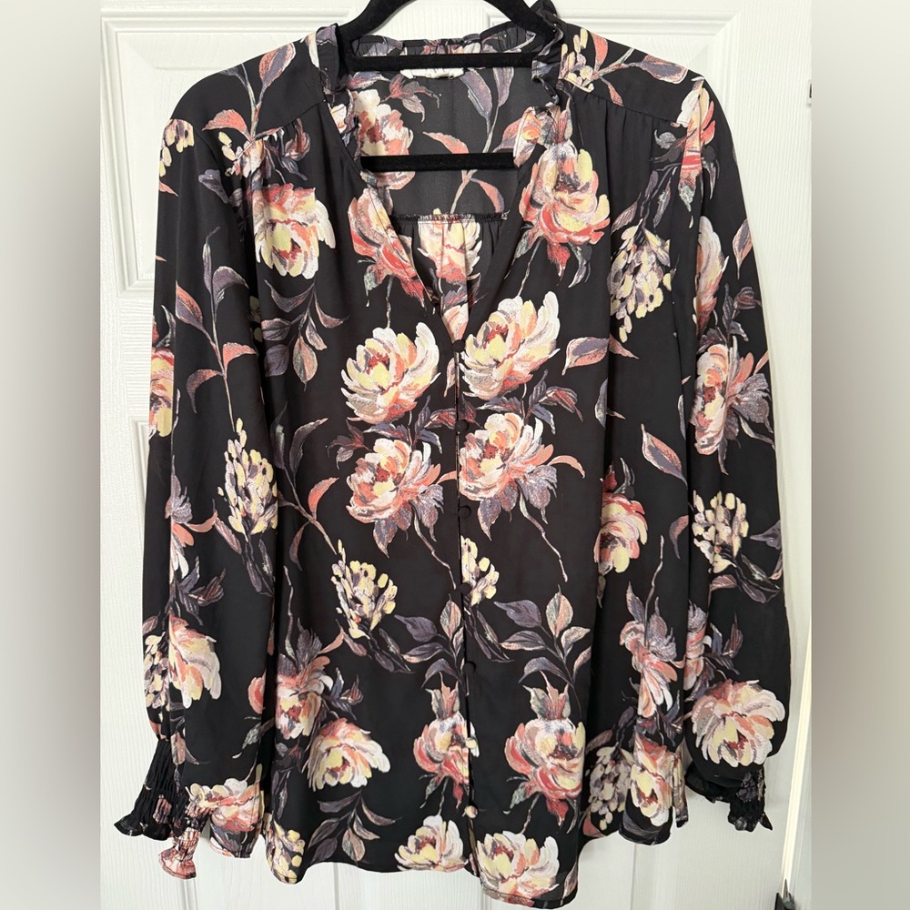 Maurices Black Floral Blouse